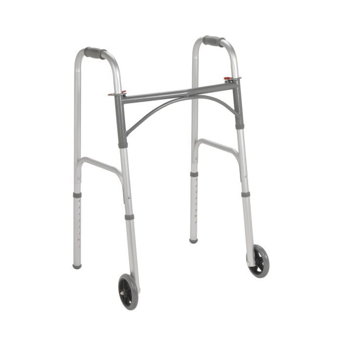 Folding Junior Walker, Two Button with 5 Inch Wheels