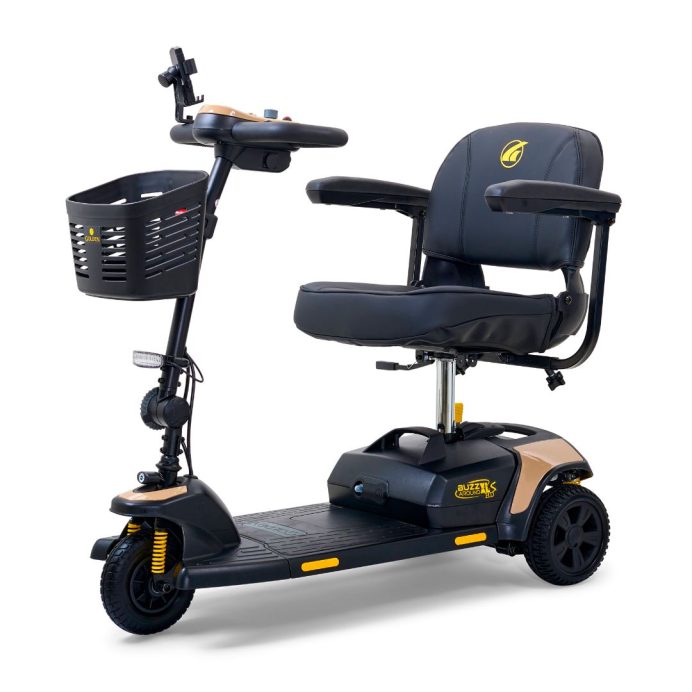 Golden Buzzaround XLS-HD three-wheel mobility scooter, side view