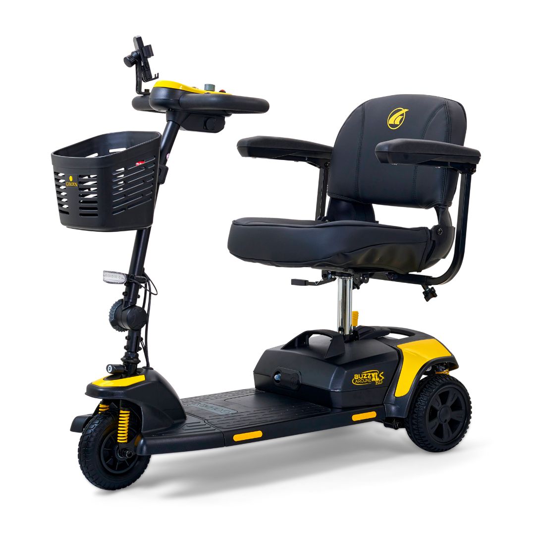 Golden Buzzaround XLS-HD three-wheel mobility scooter, side view