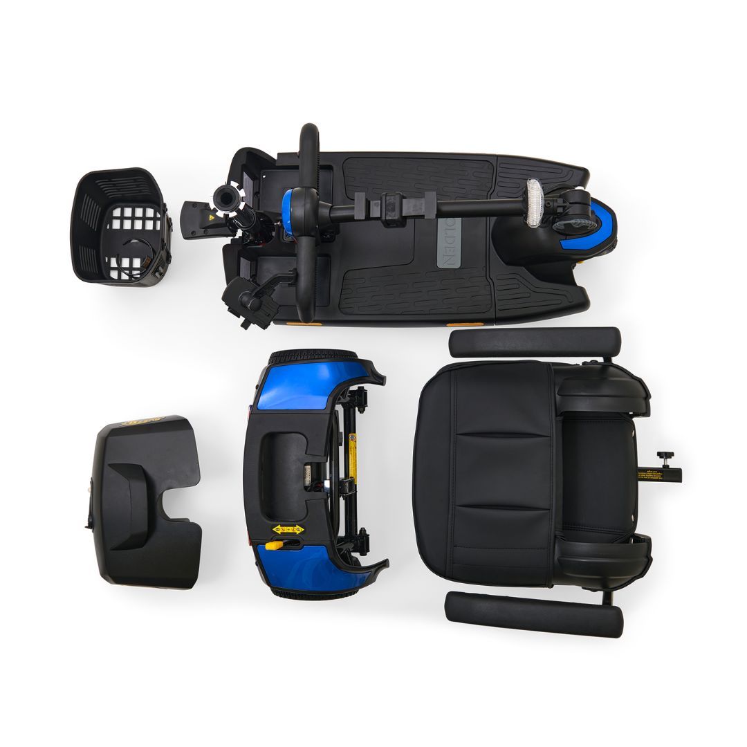 Golden Buzzaround XLS-HD three-wheel mobility scooter, side view