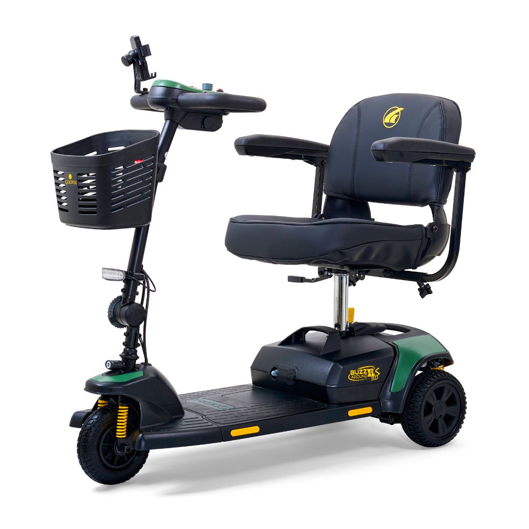 Golden Buzzaround XLS-HD three-wheel mobility scooter, side view