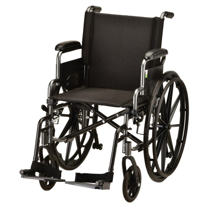Hammertone Wheelchair - 16 Inch Lightweight w/ Flip Back Detachable Arms & Swing Away Footrest
