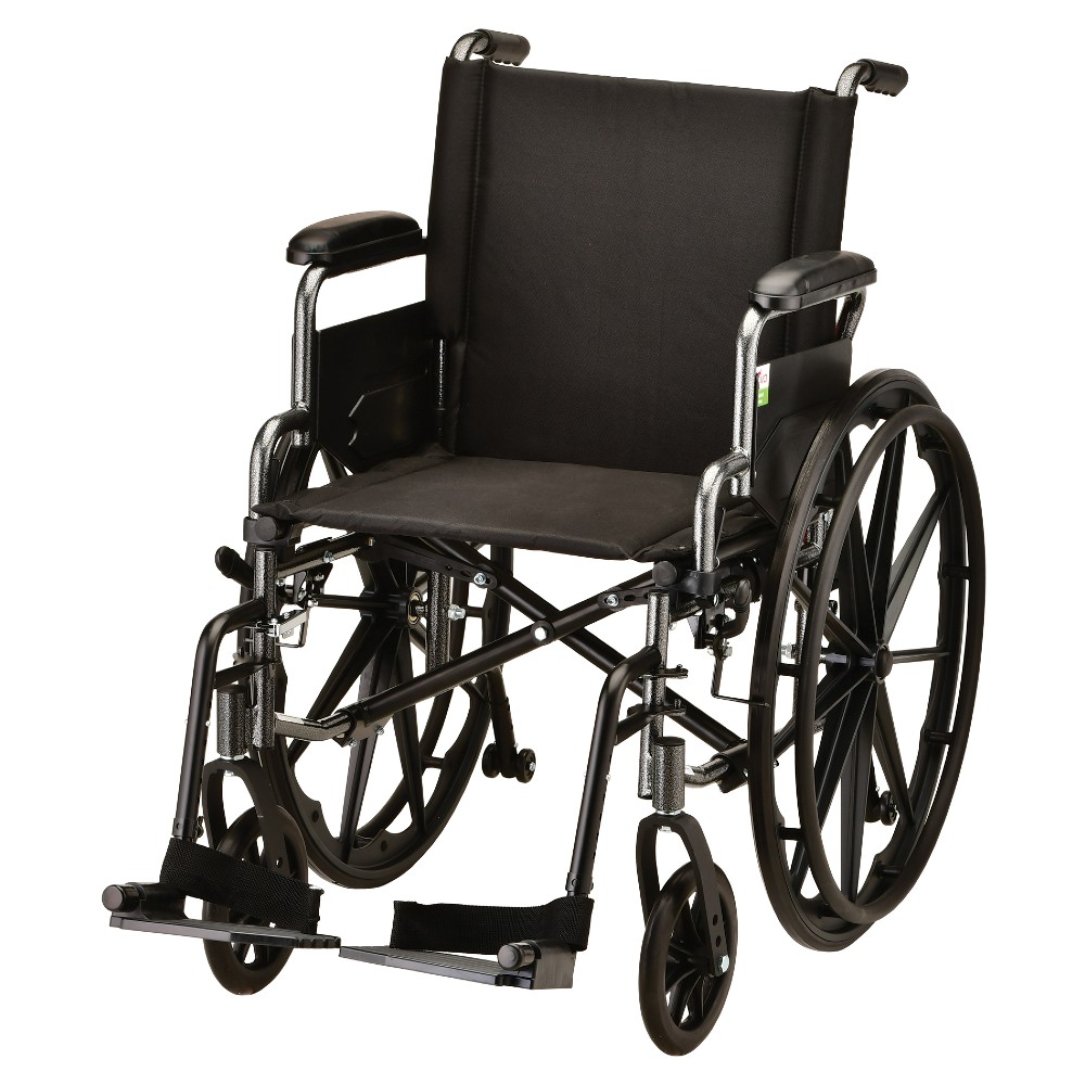 Hammertone Wheelchair - 16 Inch Lightweight w/ Flip Back Detachable Arms & Swing Away Footrest