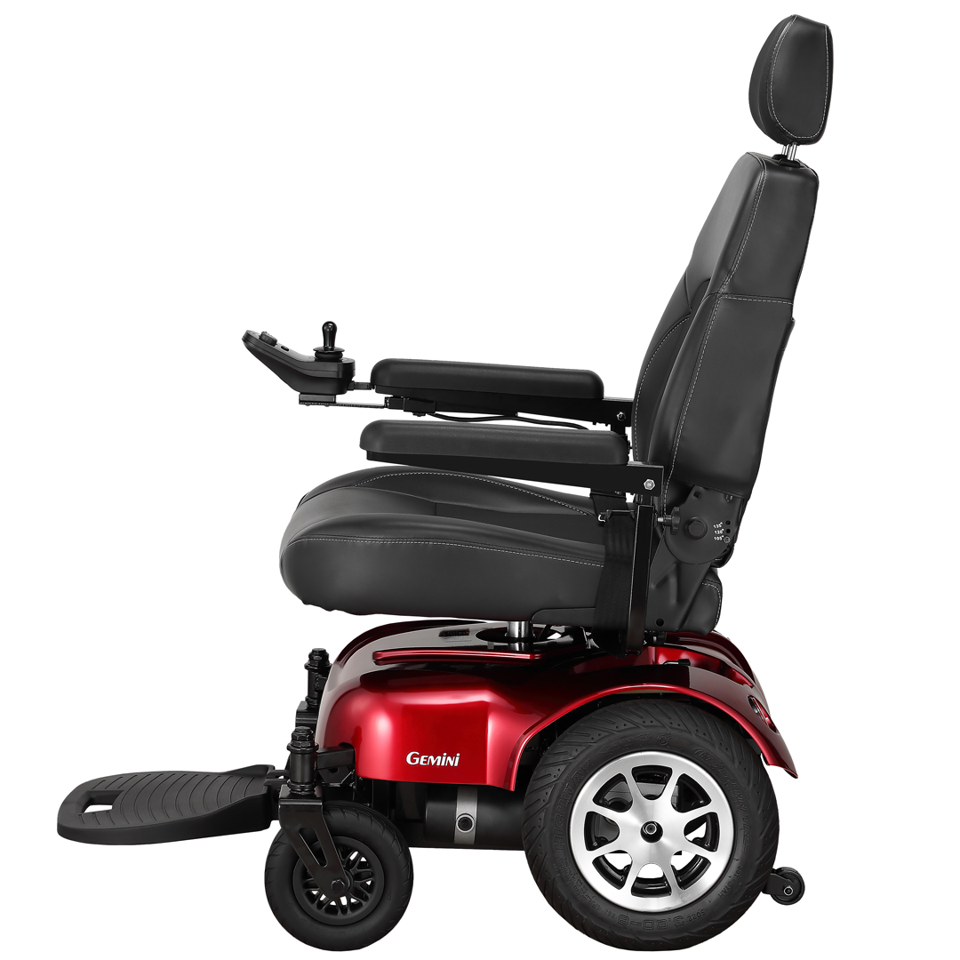 Merits Gemini power wheelchair, front three-quarter view