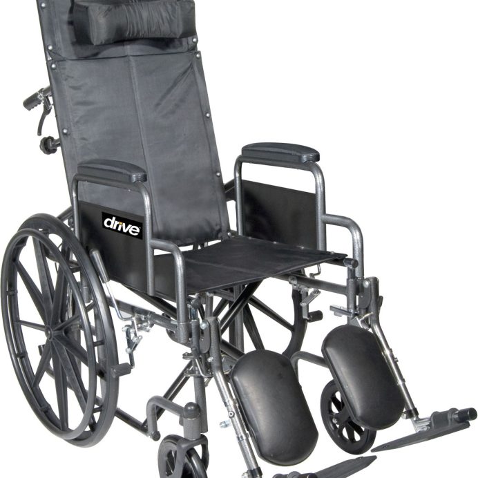 Drive Silver Sport Reclining Wheelchair with Detachable Desk Length Arms and Elevating Leg rest