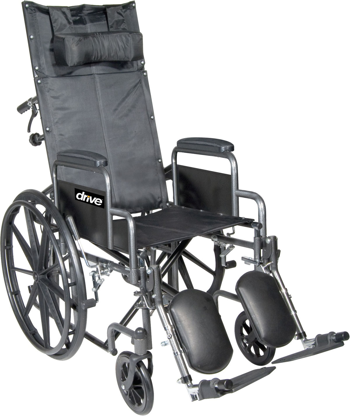 Drive Silver Sport Reclining Wheelchair with Detachable Desk Length Arms and Elevating Leg rest