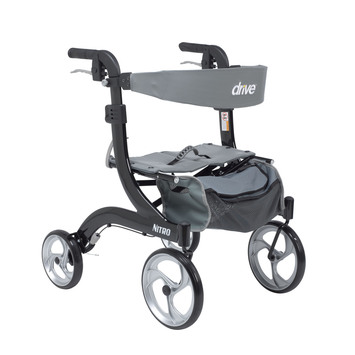 Drive Nitro Aluminum Rollator, Hemi Height, 10 Inch Casters