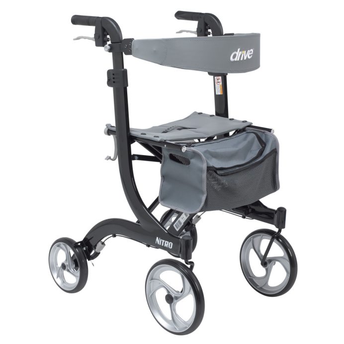 Drive Nitro Aluminum Rollator, Tall Height, 10 Inch Casters