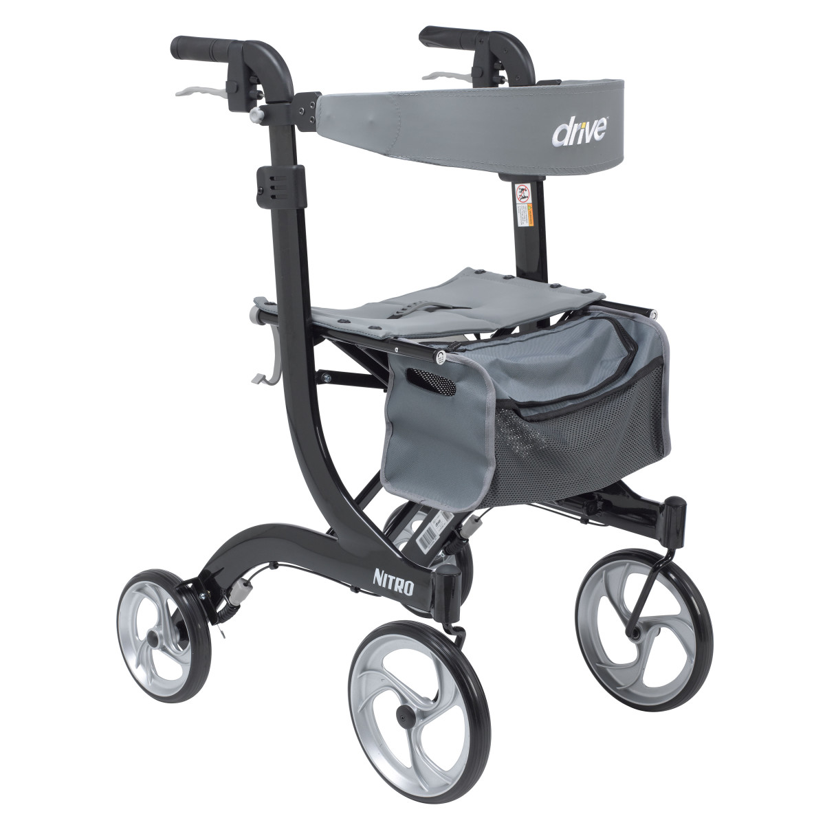 Drive Nitro Aluminum Rollator, Tall Height, 10 Inch Casters
