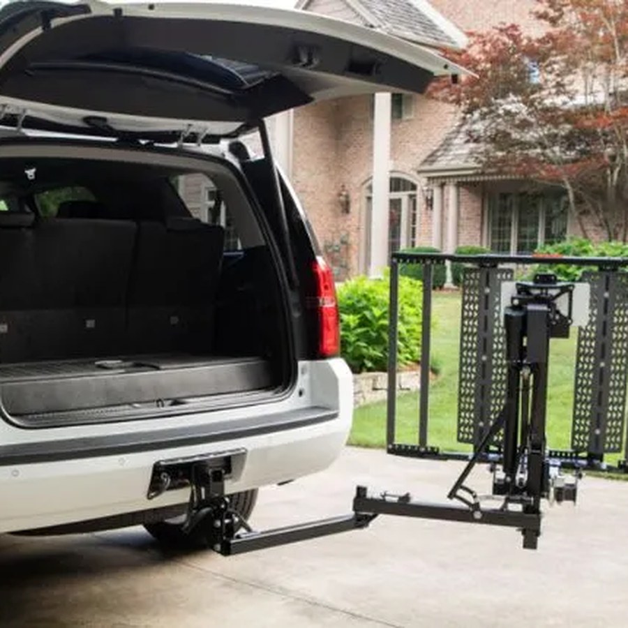 Bruno Out-Sider exterior scooter lift mounted at the rear of an SUV