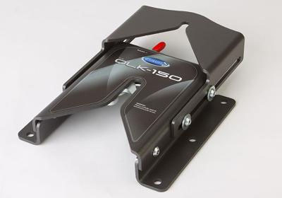 A Q'Straint QLK-150 powered wheelchair docking system fitted to a vehicle floor