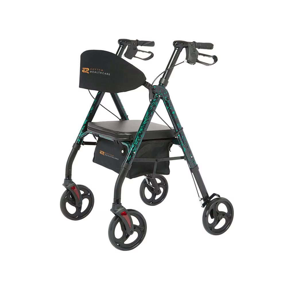Royal Deluxe Universal Aluminum 4-Wheel Rollator with Universal Height Adjustment by Rhythm Healthcare
