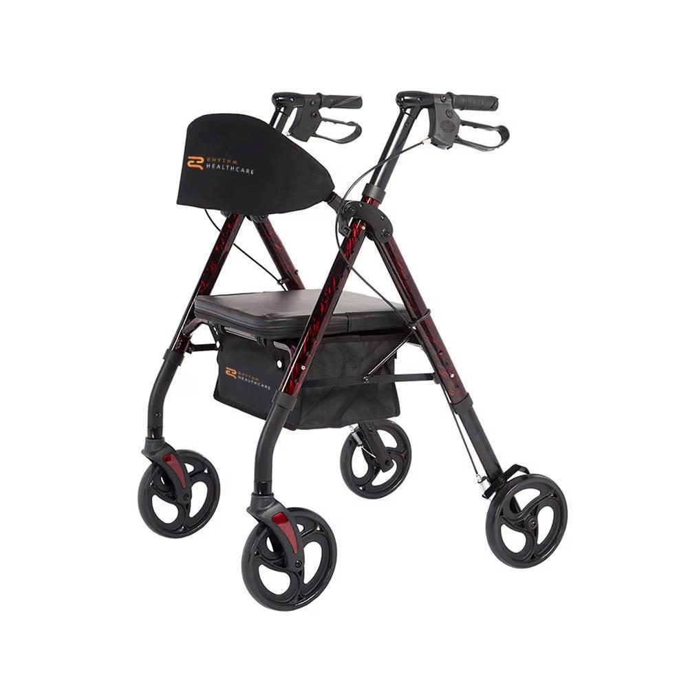 Royal Deluxe Universal Aluminum 4-Wheel Rollator with Universal Height Adjustment by Rhythm Healthcare