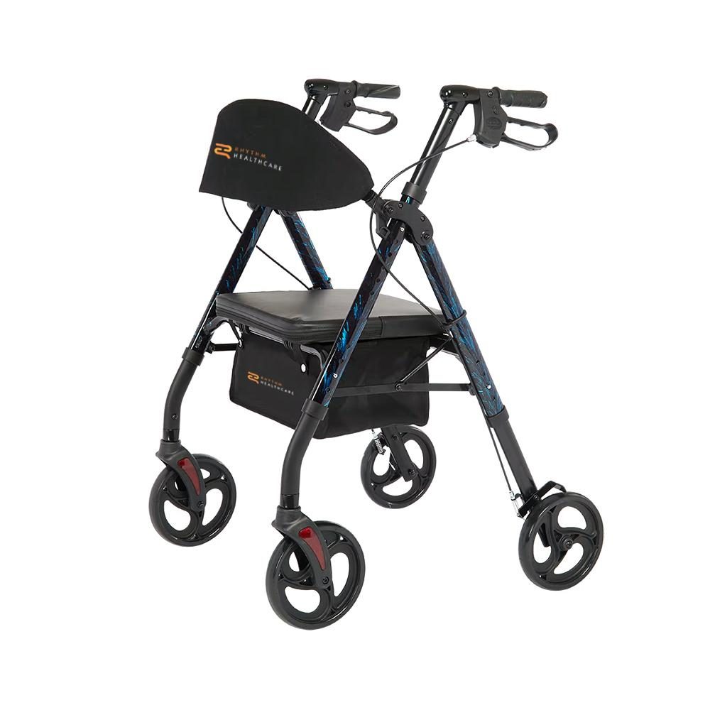 Royal Deluxe Universal Aluminum 4-Wheel Rollator with Universal Height Adjustment by Rhythm Healthcare