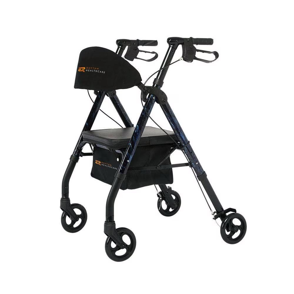 Royal Universal Aluminum 4-Wheel Rollator with Universal Height Adjustment by Rhythm Healthcare