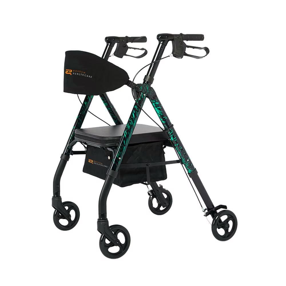 Royal Universal Aluminum 4-Wheel Rollator with Universal Height Adjustment by Rhythm Healthcare