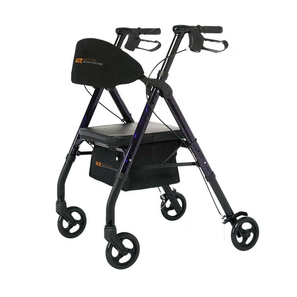 Royal Universal Aluminum 4-Wheel Rollator with Universal Height Adjustment by Rhythm Healthcare